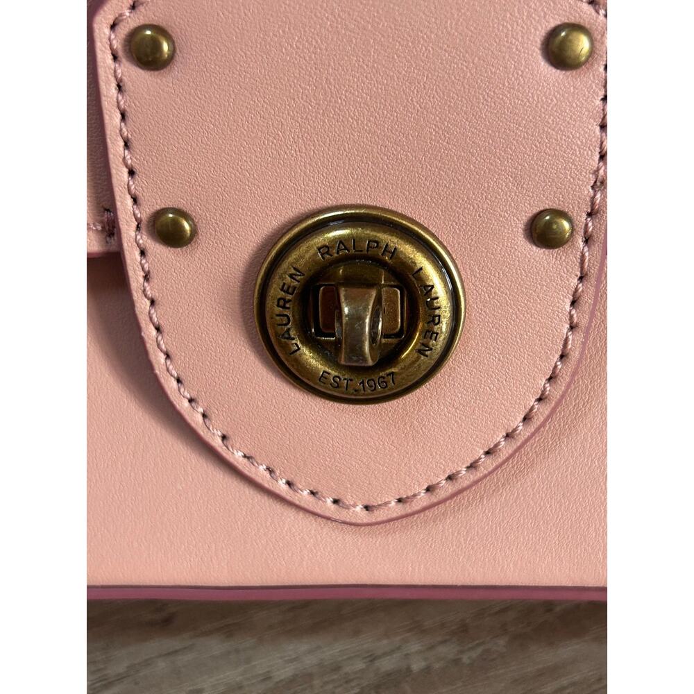 Ralph Lauren Millbrook Chain Crossbody Purse Rose Bloom Pink Floral Leather - Picture 3 of 4